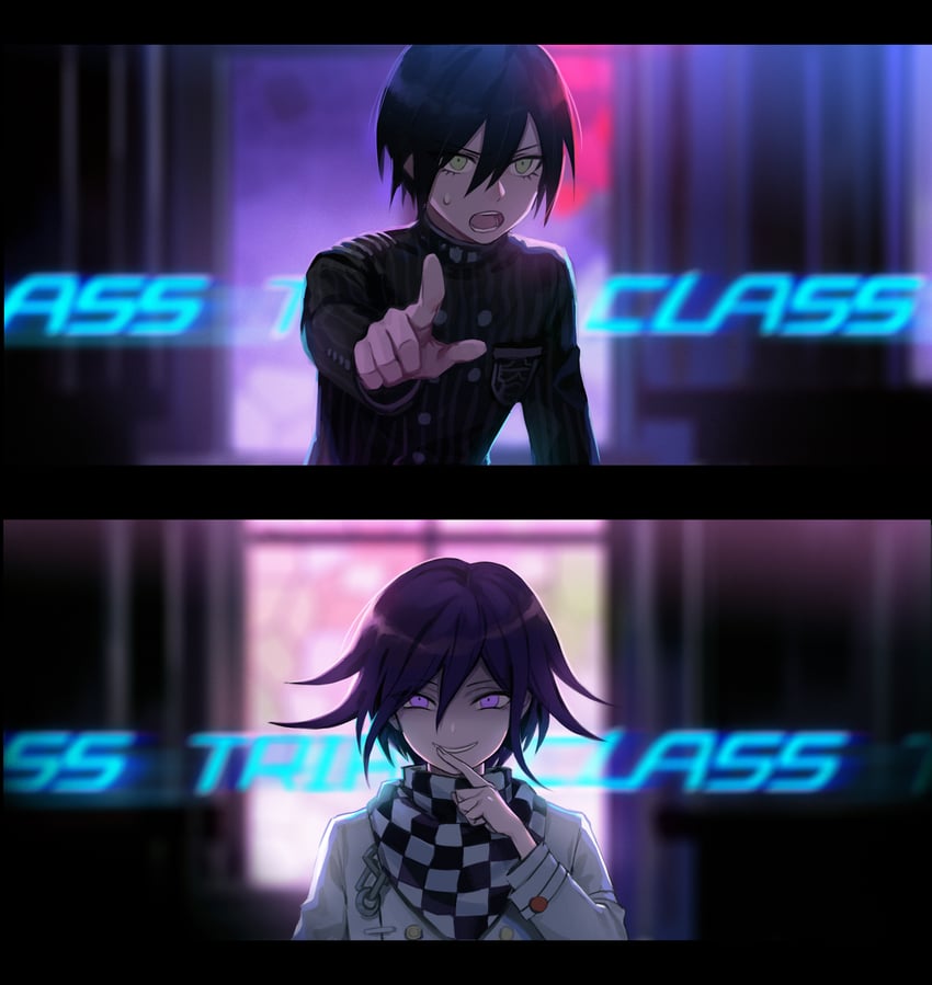 oma kokichi and saihara shuichi (danganronpa and 1 more) drawn by 8c