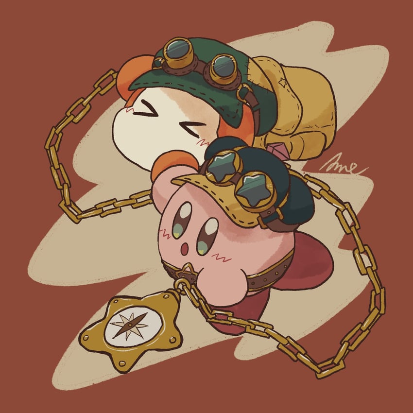 kirby and bandana waddle dee (kirby and 1 more) drawn by parasoruoishii