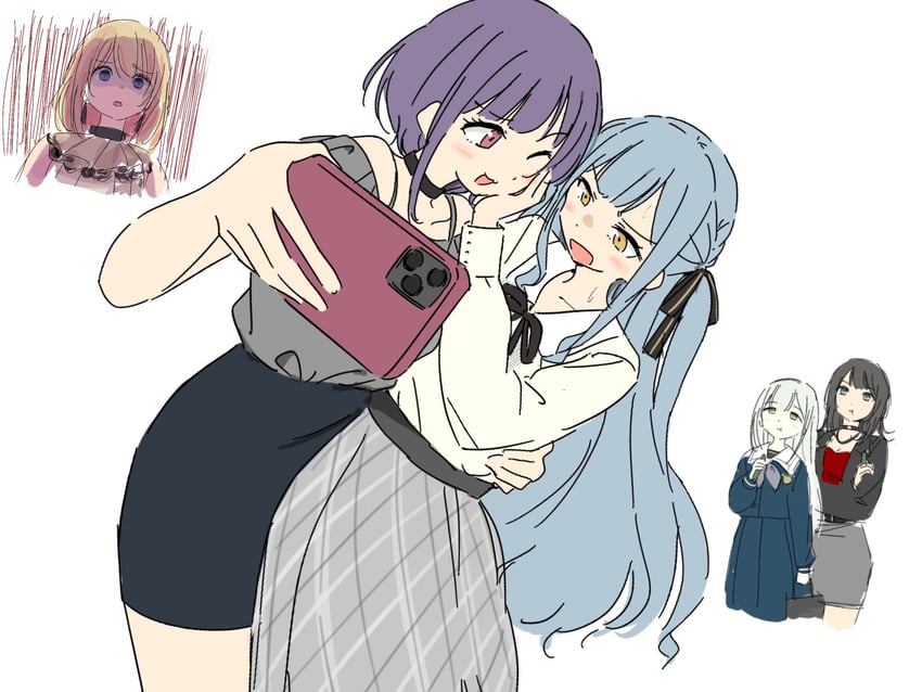 togawa sakiko, wakaba mutsumi, yahata umiri, misumi uika, yuutenji nyamu, and 1 more (bang dream! and 1 more) drawn by ninini_ninnin
