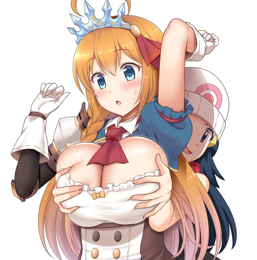 dawn and pecorine (pokemon and 2 more) drawn by yue_(show-ei)