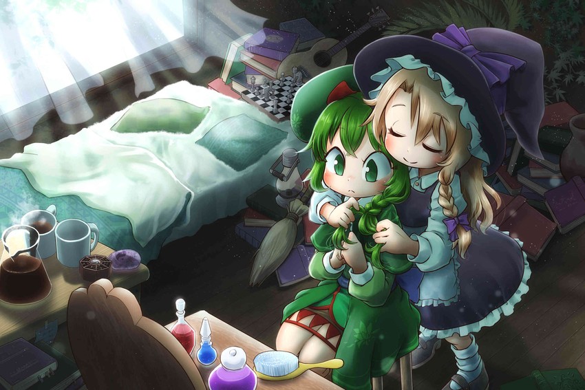 kirisame marisa and seoi ha (touhou and 1 more) drawn by chamaji