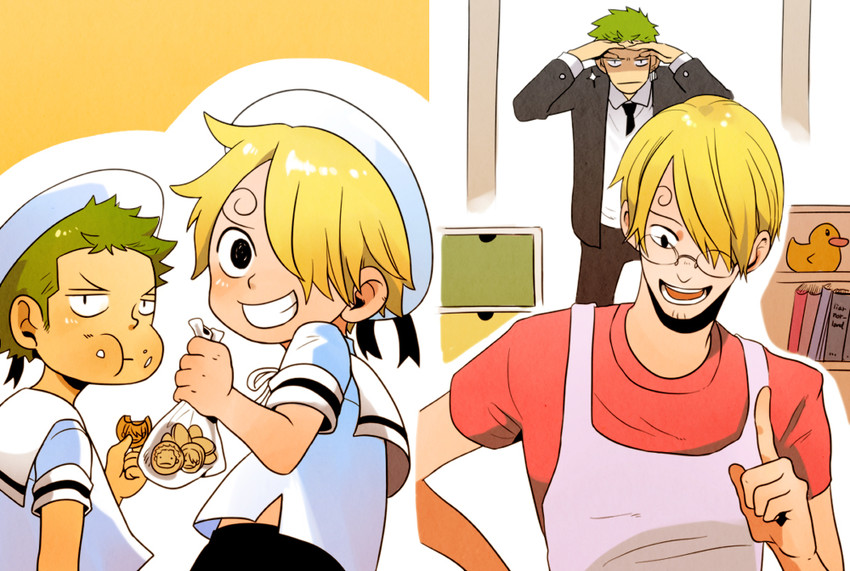 roronoa zoro and sanji (one piece) drawn by hy