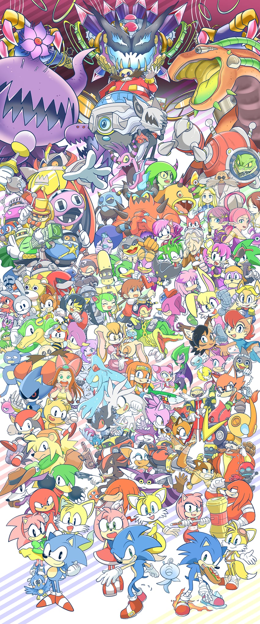 sonic the hedgehog, amy rose, blaze the cat, shadow the hedgehog, rouge the bat, and 91 more (sonic and 26 more) drawn by tory_(tory29)