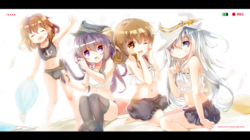 hibiki, inazuma, ikazuchi, akatsuki, and verniy (kantai collection) drawn by heco_(mama)