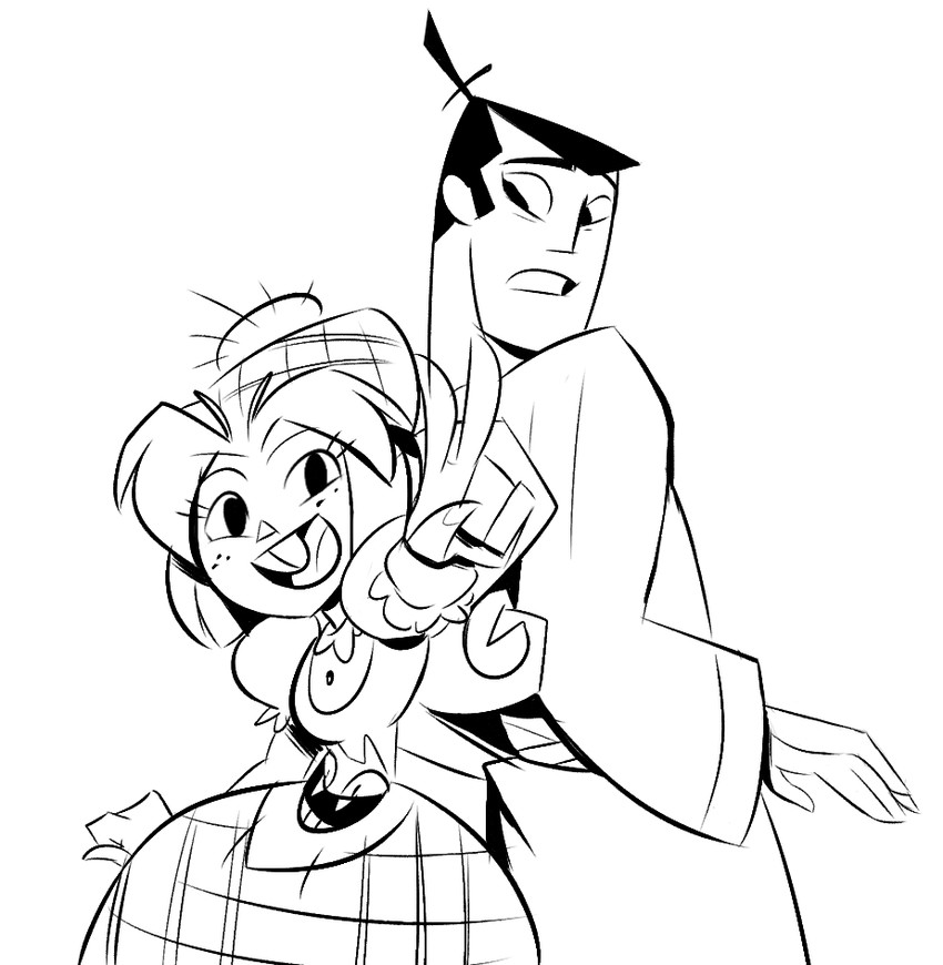 samurai jack and the scotsman (samurai jack) drawn by hernyed
