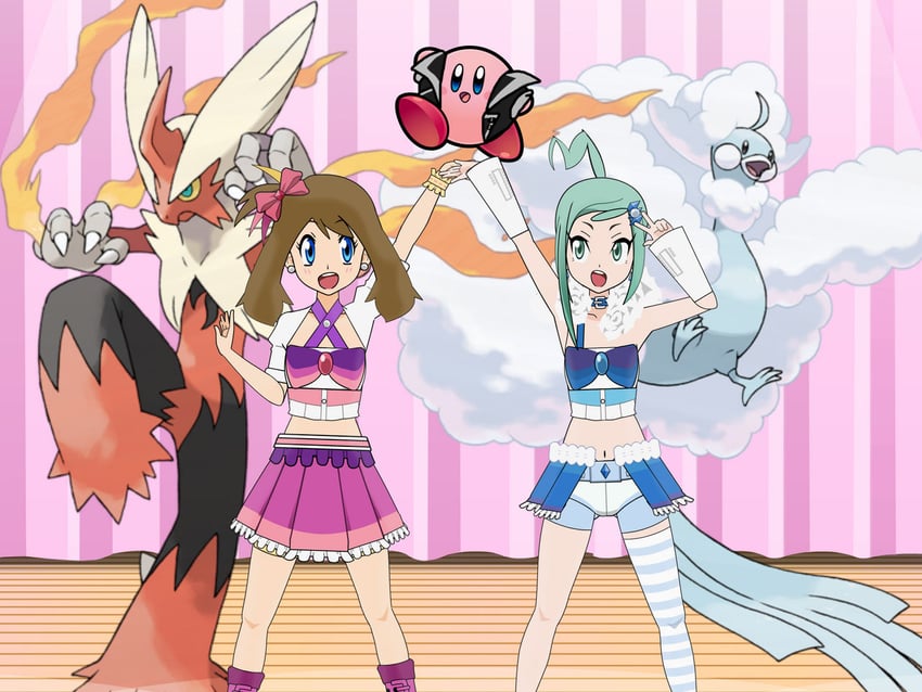 kirby, may, altaria, blaziken, lisia, and 2 more (pokemon and 2 more)