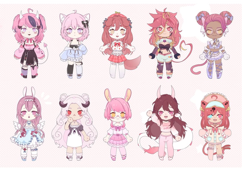 ironmouse, nyatasha nyanners, usagi kira, suuga, miumi, and 4 more (indie virtual youtuber and 2 more) drawn by nero_nee