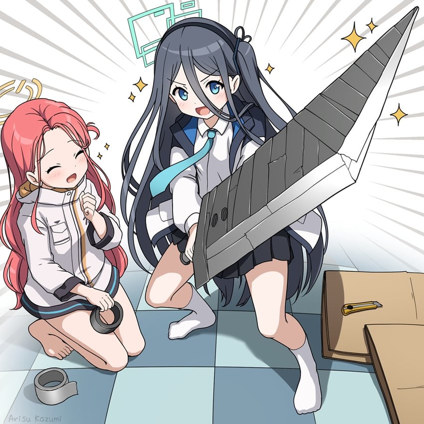 aris and yuzu (blue archive and 2 more) drawn by arisu_kazumi