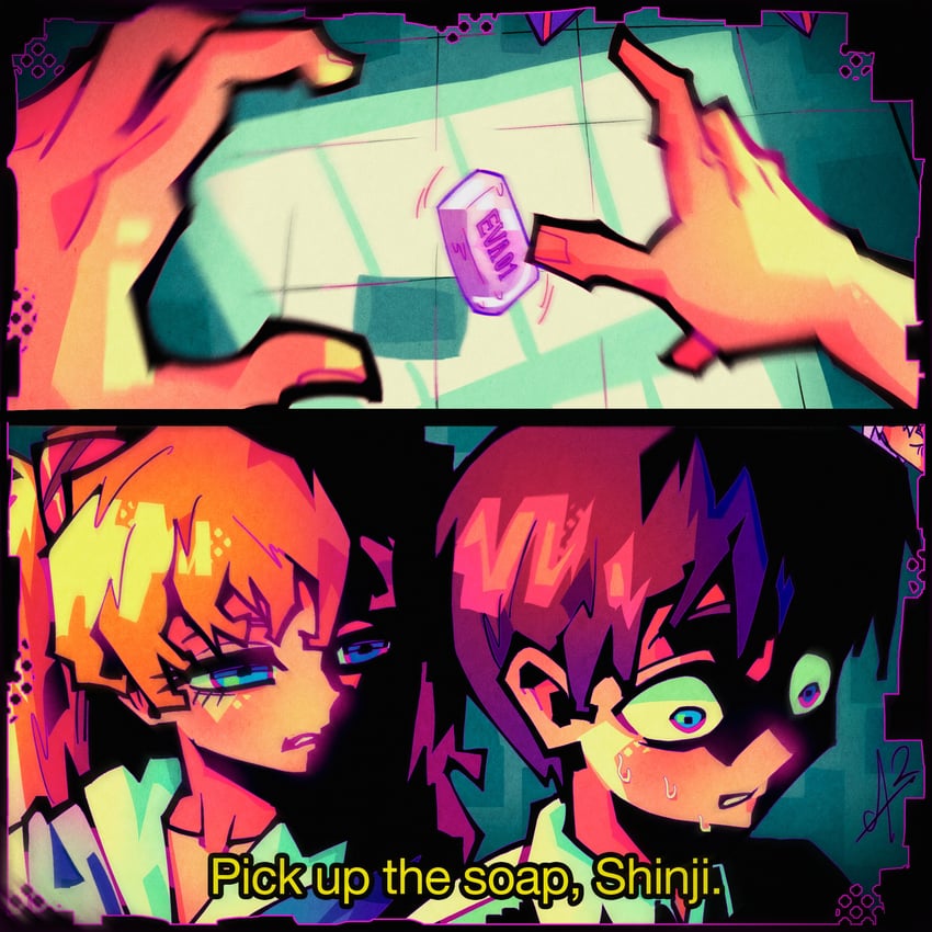 souryuu asuka langley and ikari shinji (neon genesis evangelion) drawn by alpharecdyt