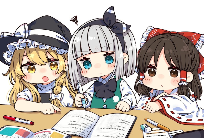 hakurei reimu, kirisame marisa, and konpaku youmu (touhou) drawn by yamada_sakura