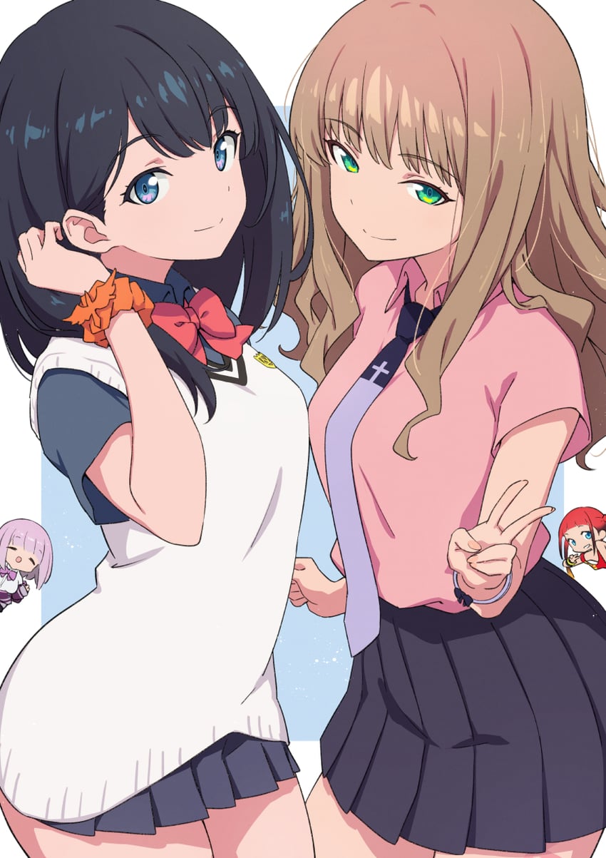 takarada rikka, shinjou akane, minami yume, and asukagawa chise (gridman universe and 2 more) drawn by kiikii_(kitsukedokoro)
