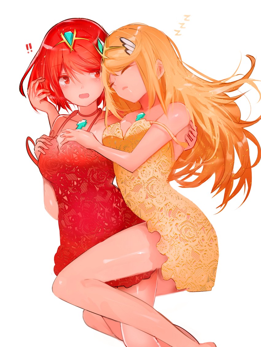 pyra and mythra (xenoblade chronicles and 1 more) drawn by tarbo_(exxxpiation)