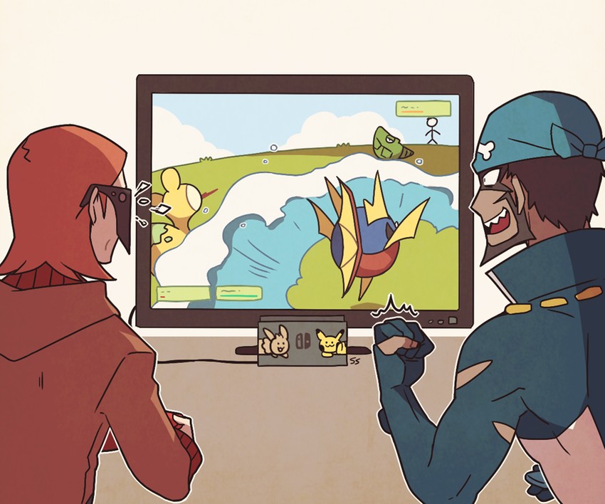pikachu, eevee, archie, maxie, metapod, and 2 more (pokemon and 1 more) drawn by ssalbulre