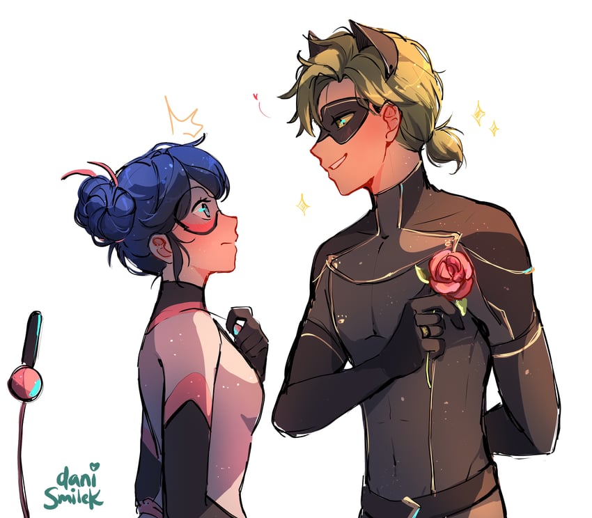 marinette dupain-cheng, adrien agreste, multimouse, and chat walker (miraculous ladybug) drawn by danismilek