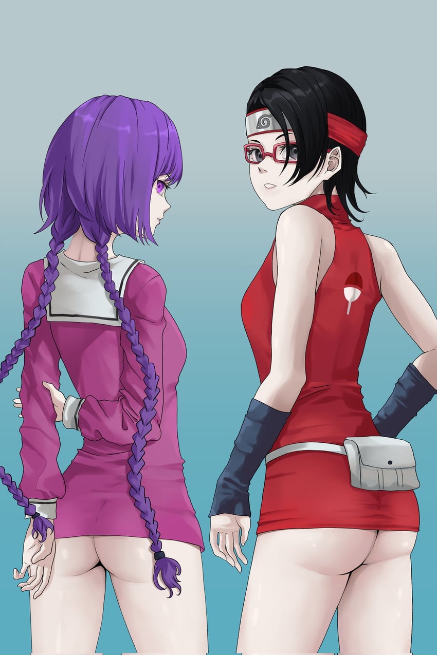 uchiha sarada and kakei sumire (naruto and 1 more) drawn by mana_(manasenshou)