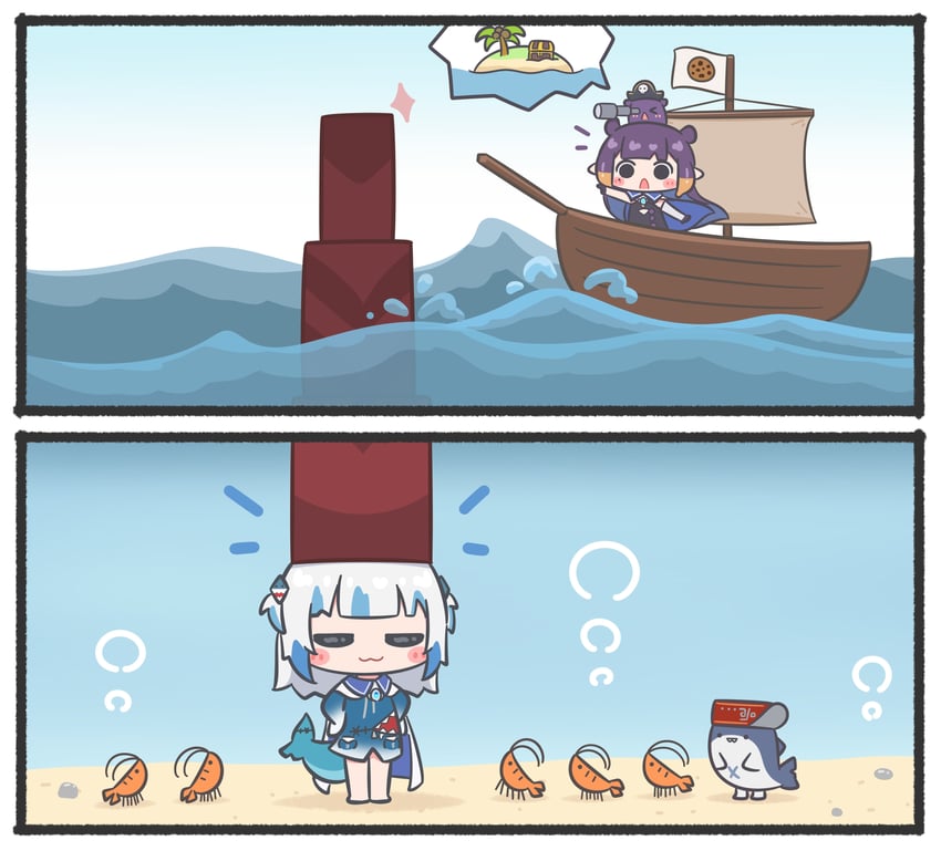 gawr gura, ninomae ina'nis, takodachi, bloop, and ebi-chan (hololive and 2 more) drawn by mpien