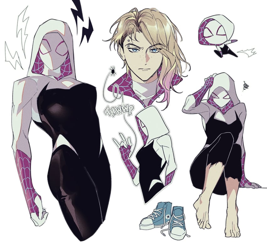 spider-gwen and gwen stacy (marvel and 3 more) drawn by gugusam0