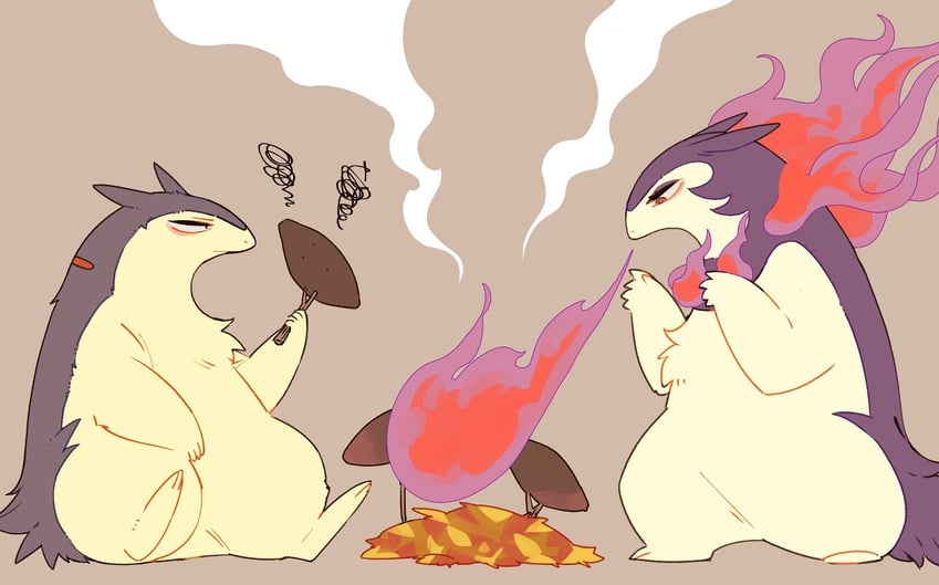 typhlosion and hisuian typhlosion (pokemon) drawn by mamebato