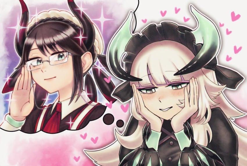 chamber dragonmaid and house dragonmaid (yu-gi-oh!) drawn by zidai_okuraven