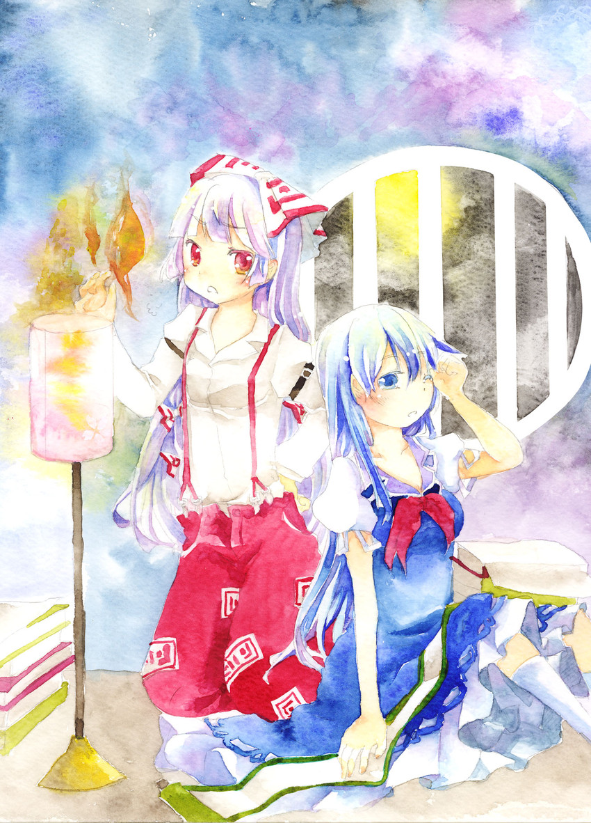 fujiwara no mokou and kamishirasawa keine (touhou) drawn by shio_(tsumiki_asobi)