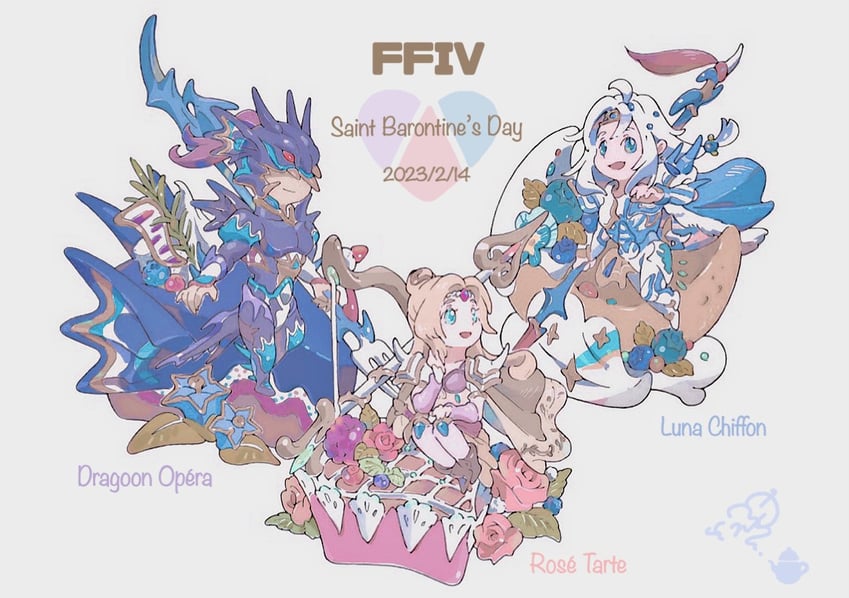 rosa farrell, cecil harvey, and kain highwind (final fantasy and 1 more) drawn by dene_tri
