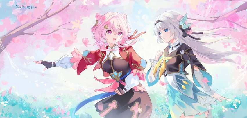 firefly and march 7th (honkai and 1 more) drawn by hiranmayi