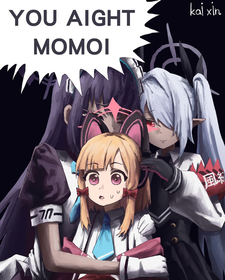 karin, momoi, and iori (blue archive and 1 more) drawn by kai_xin