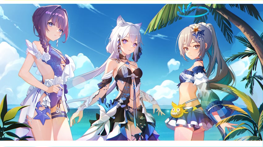 kiana kaslana, raiden mei, bronya zaychik, and homu (honkai and 1 more) drawn by huang_tie_lin