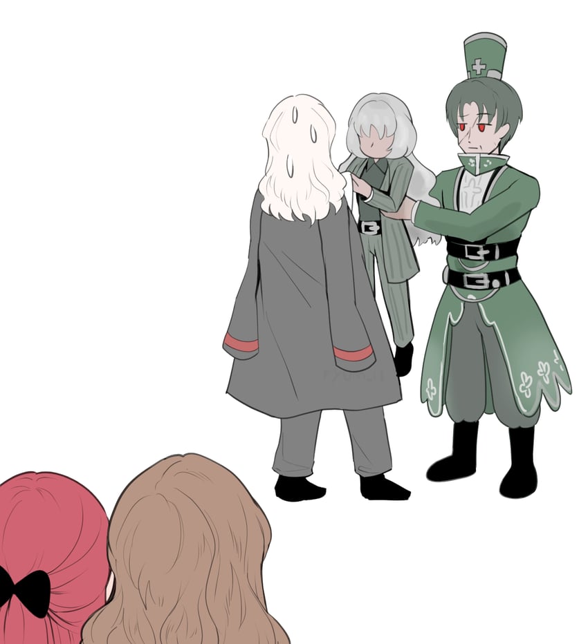 la manchaland's don quixote, catherine, yuri, vergilius, and charon (project moon and 1 more) drawn by ryum11