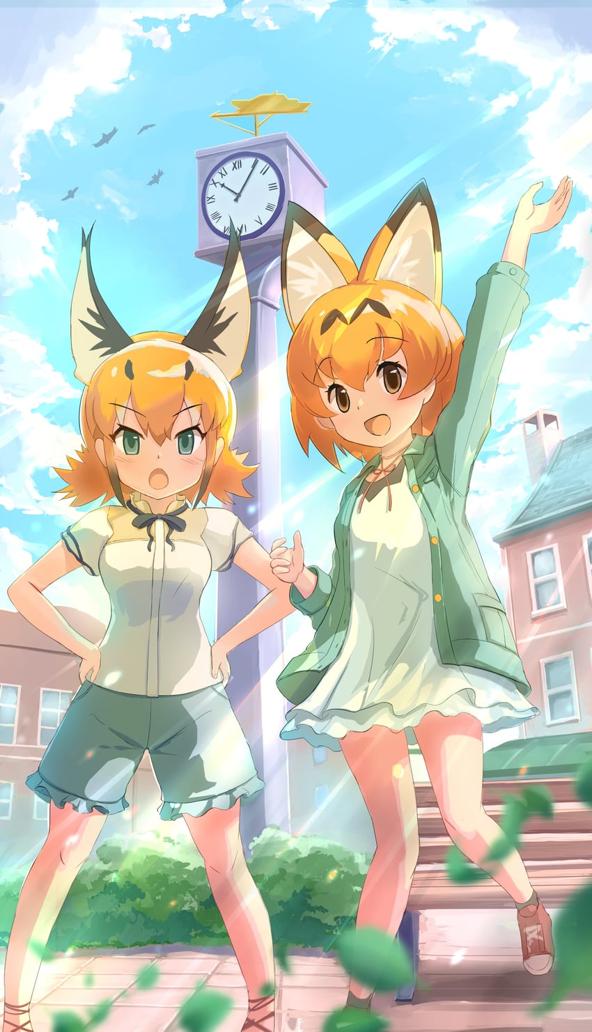 serval and caracal (kemono friends and 1 more) drawn by koutsuu_(koutuukanseikan)