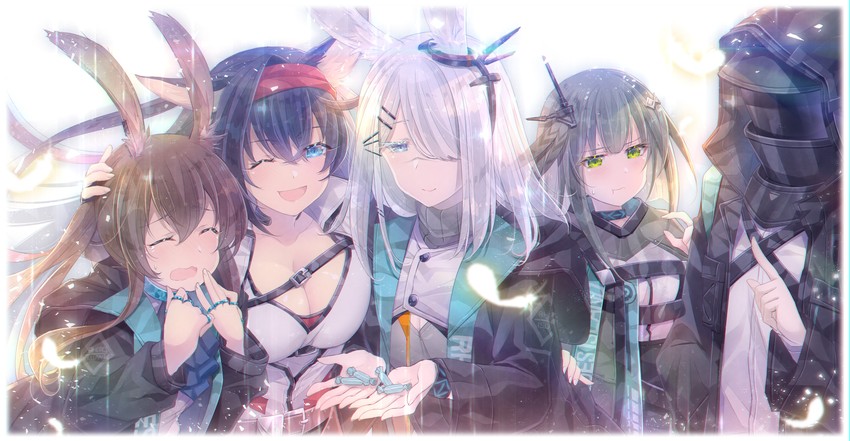 doctor, amiya, blaze, frostnova, and greythroat (arknights) drawn by soukuu_kizuna
