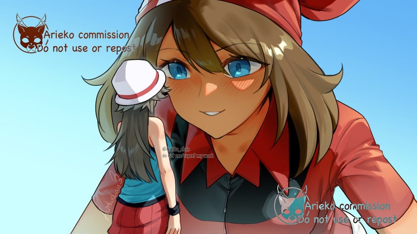 may and leaf (pokemon and 4 more) drawn by ariekochan