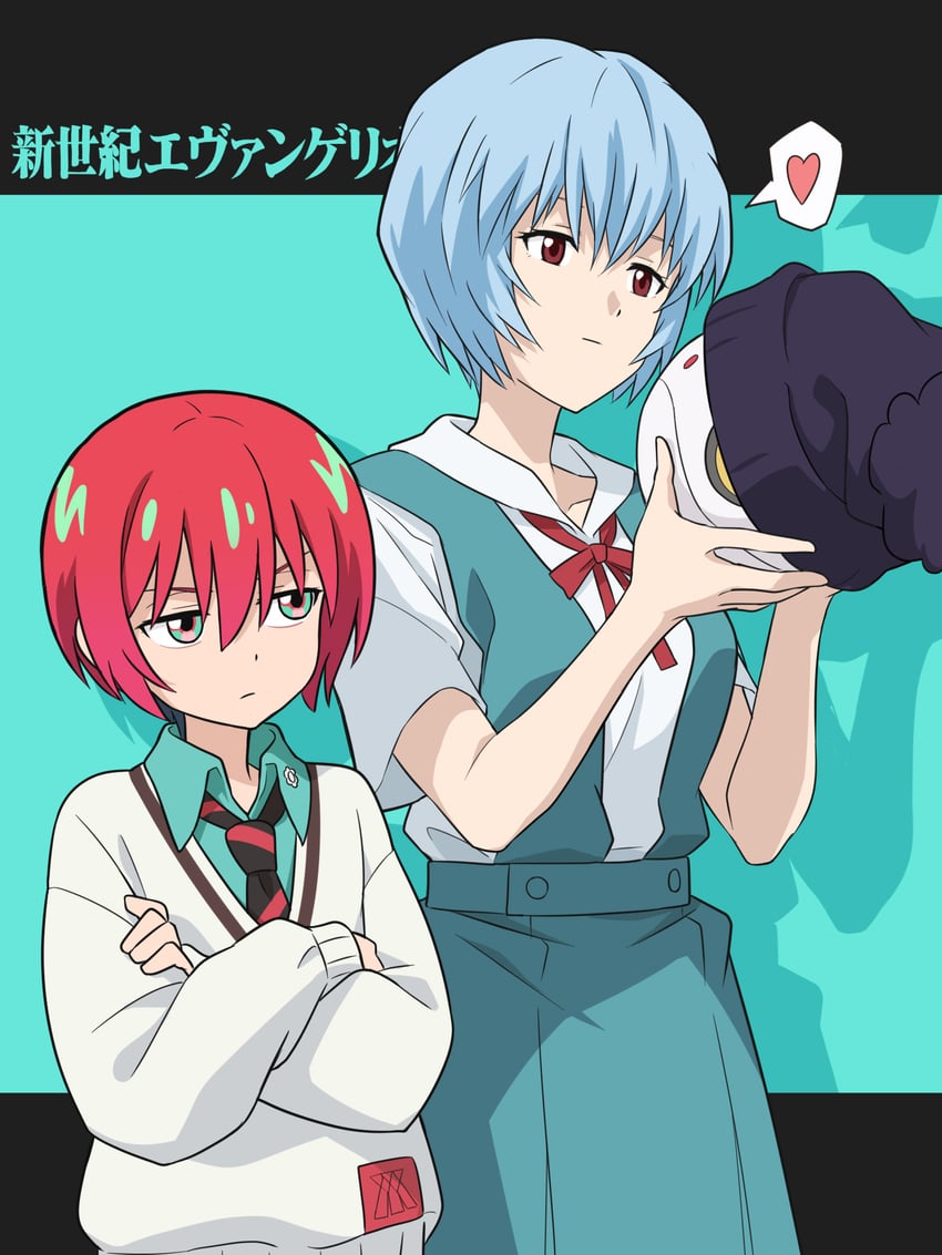 ayanami rei, amate yuzuriha, and haro (gundam and 4 more) drawn by laofuzi_dai_bansho