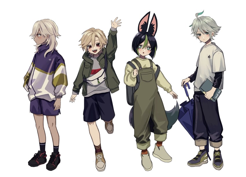 alhaitham, tighnari, kaveh, and cyno (genshin impact) drawn by no6_gnsn