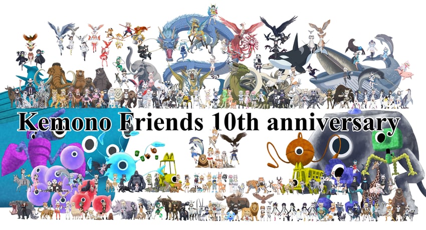 serval, kaban, common raccoon, fennec, shoebill, and 120 more (kemono friends and 3 more) drawn by yamaguchi_yoshimi