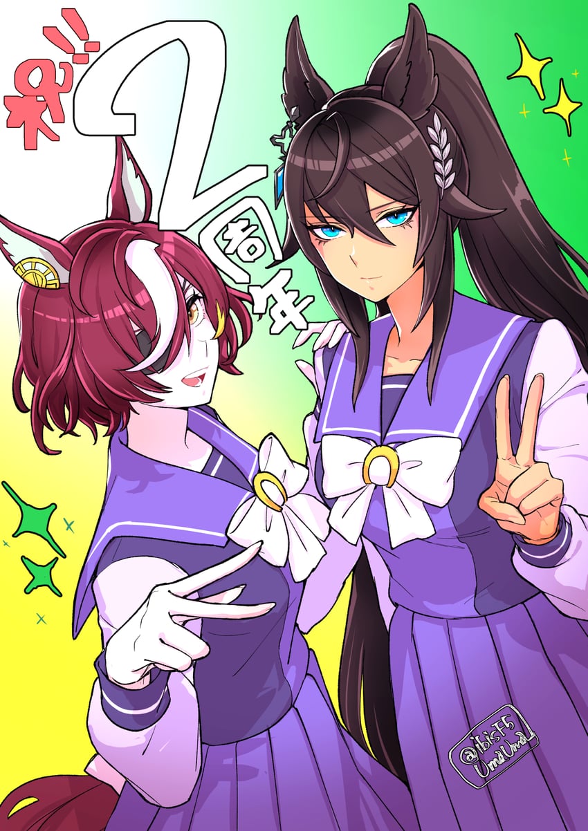 tanino gimlet and symboli kris s (umamusume) drawn by hi_(ibisf5umauma)
