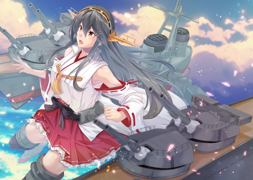 haruna and haruna kai ni (kantai collection) drawn by map_(blue_catty)