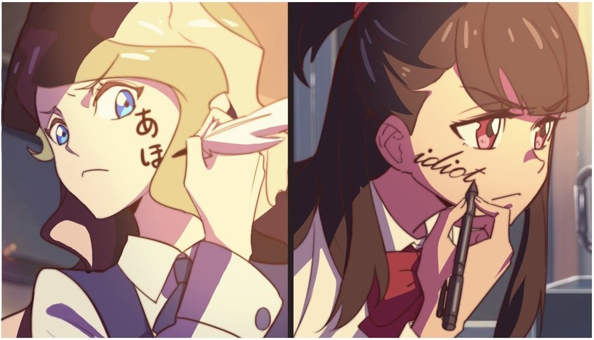 kagari atsuko and diana cavendish (little witch academia and 1 more) drawn by milk_puppy