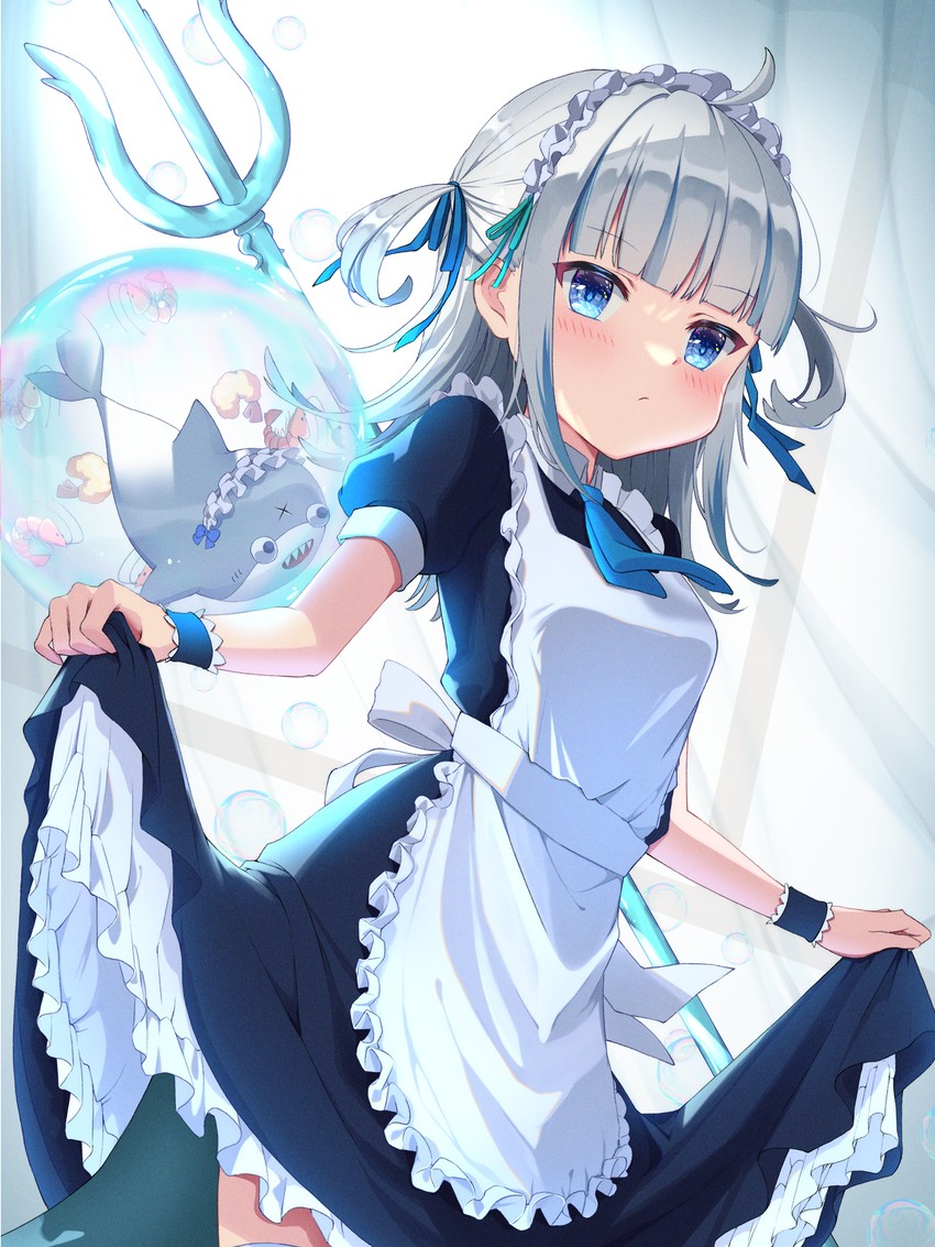 gawr gura and bloop (hololive and 1 more) drawn by byoko_(byokoramen)