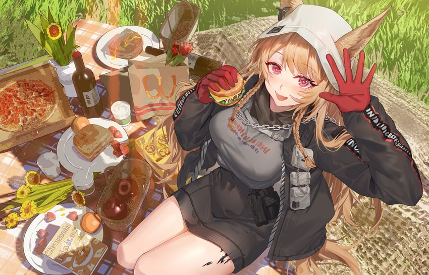 ceobe (arknights and 1 more) drawn by hongbaise_raw