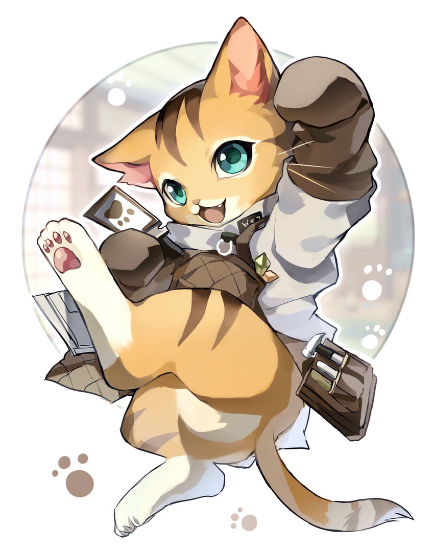 felyne and terra research commission (arknights and 1 more) drawn by shui_miao