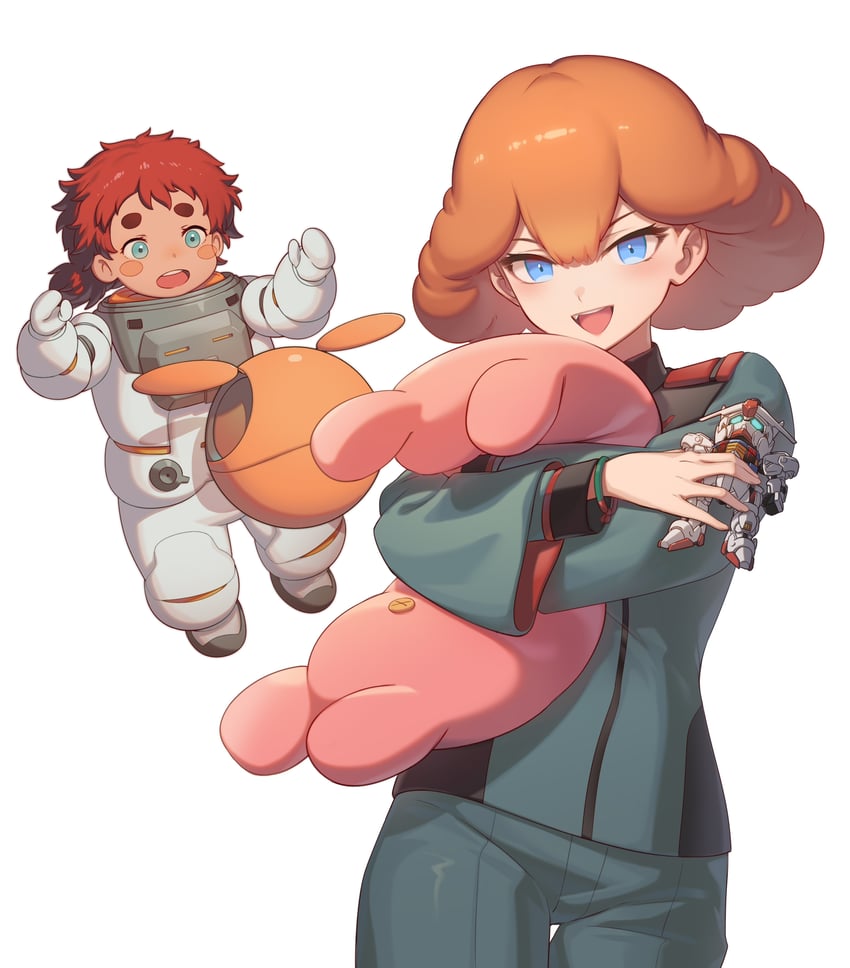 haro, gundam aerial, ericht samaya, and sophie pulone (gundam and 1 more) drawn by doyou_tengoku_pikaraji