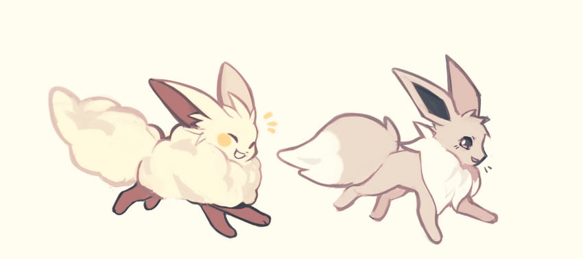 eevee and cremis (pokemon and 1 more) drawn by mewrnn