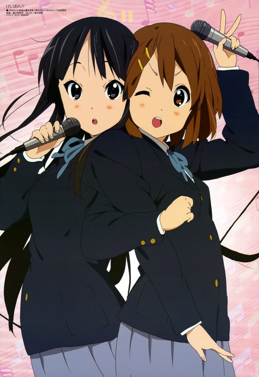 akiyama mio and hirasawa yui (k-on! and 1 more) drawn by horiguchi_yukiko