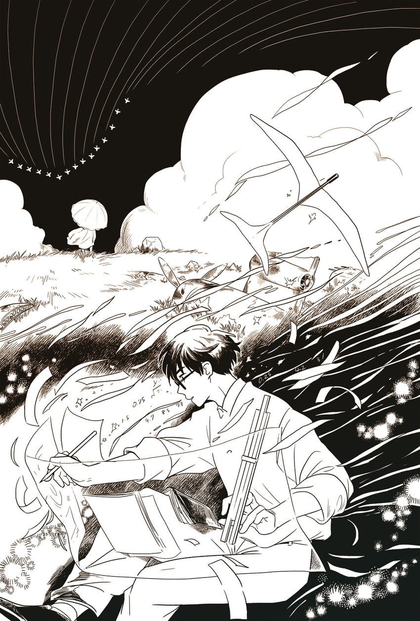 horikoshi jirou and satomi naoko (studio ghibli and 1 more) drawn by kokonotsu_(okzk)