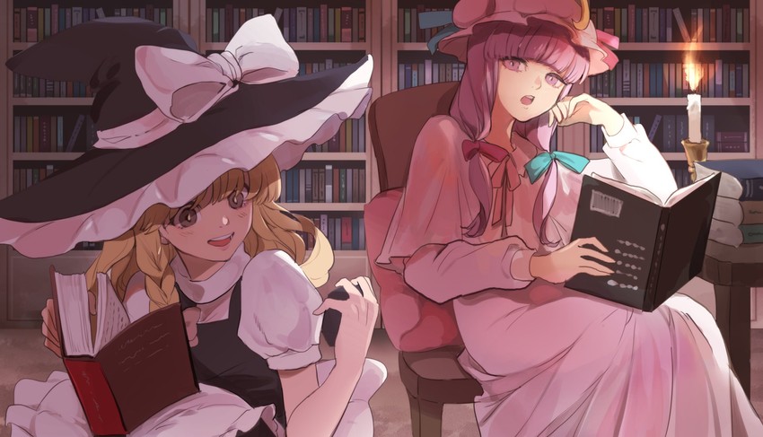 kirisame marisa and patchouli knowledge (touhou) drawn by kerok_(joniko1110)