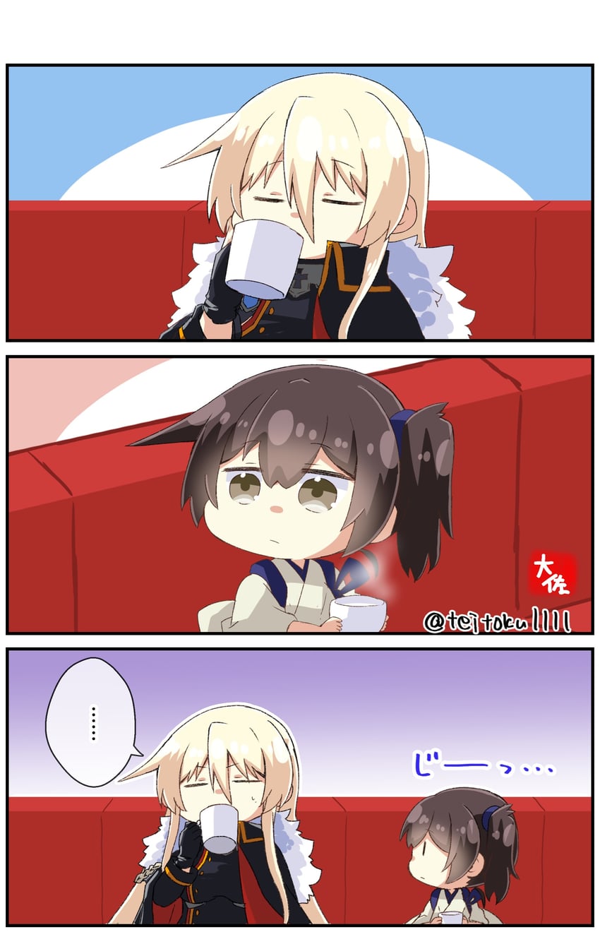 kaga, bismarck, and bismarck zwei (kantai collection and 1 more) drawn by taisa_(kari)