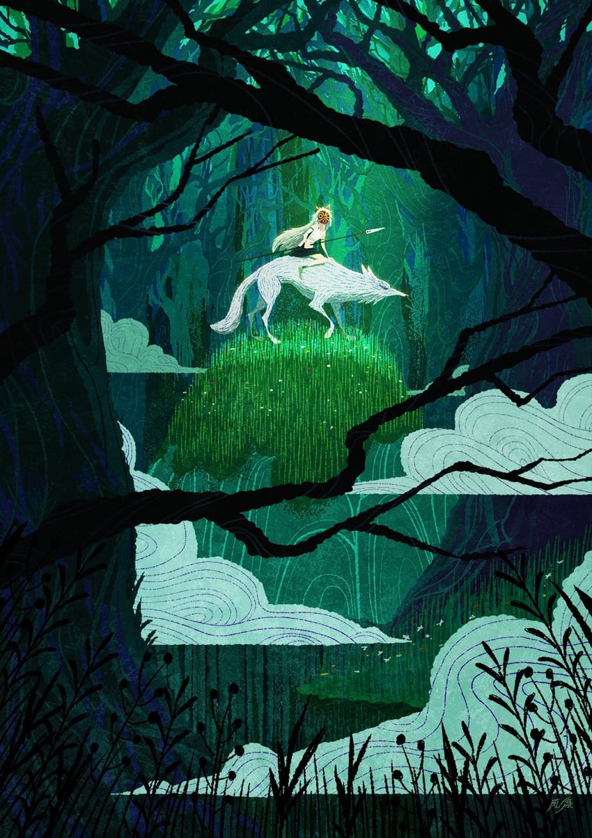 san and moro (mononoke hime) drawn by namiki_kazama