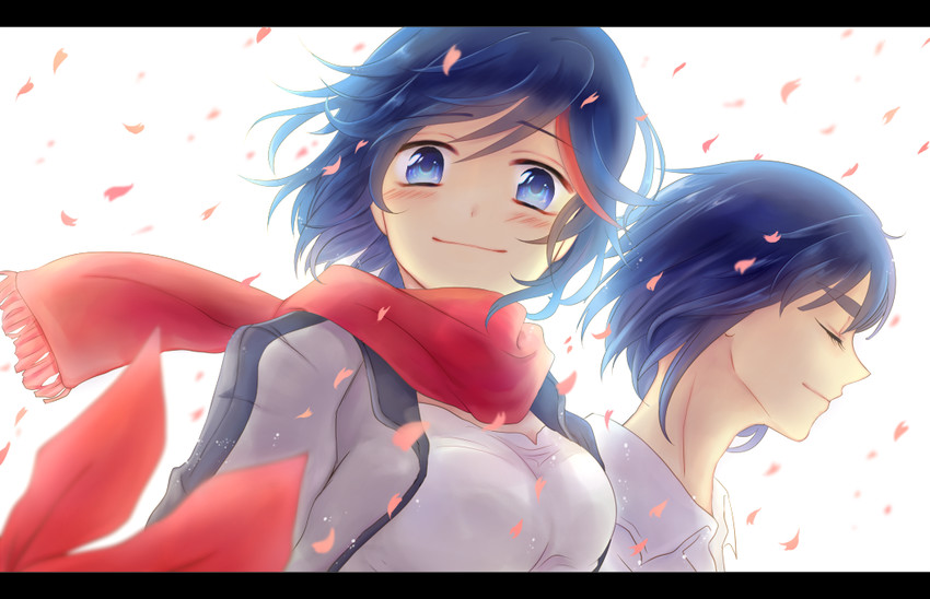 matoi ryuuko and kiryuuin satsuki (kill la kill) drawn by migihiko