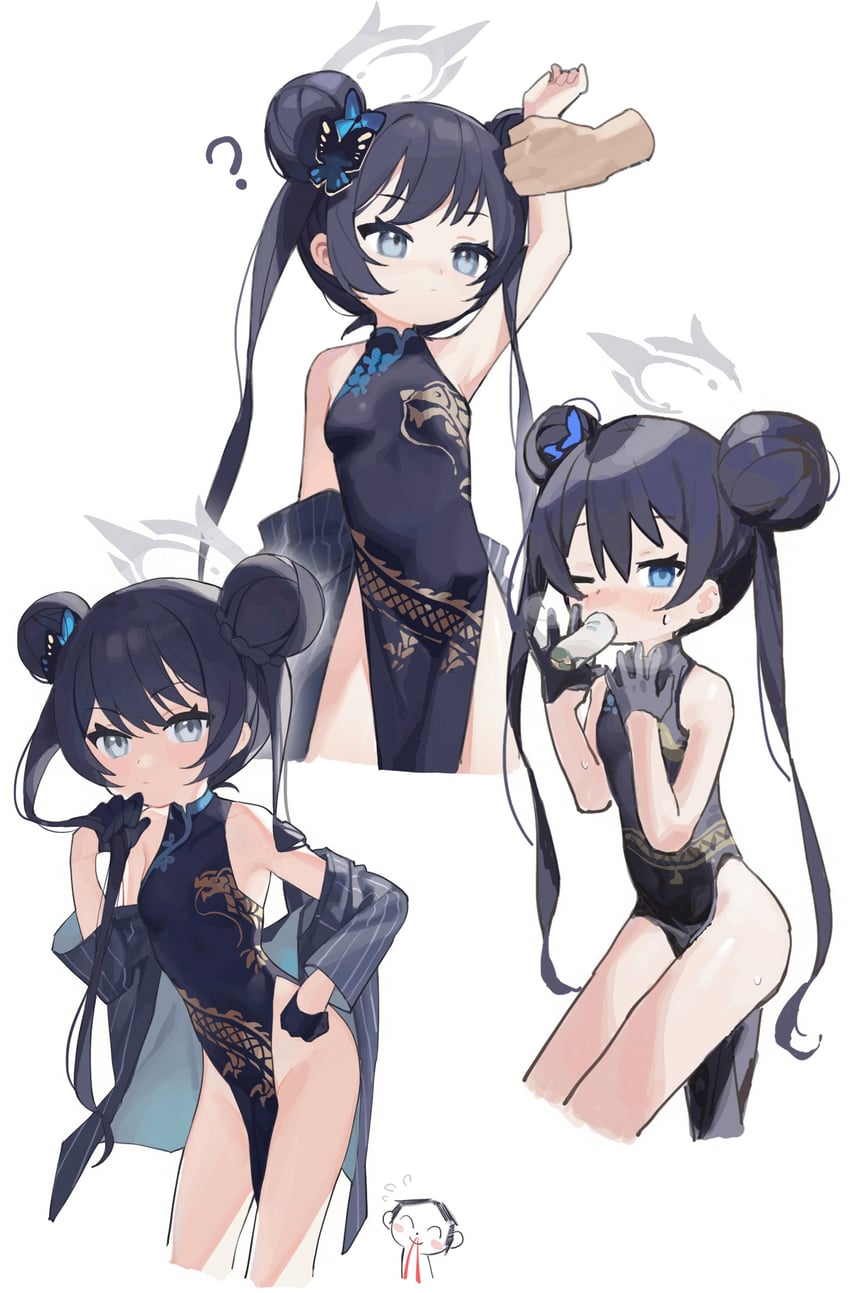 sensei, doodle sensei, and kisaki (blue archive) drawn by measho